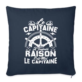 Le Capitaine A Toujours Raison C'est Moi Capitaine - Housse de coussin décorative 45 x 45 cm - bleu marine - Devant