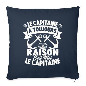 Le Capitaine A Toujours Raison C'est Moi Capitaine - Housse de coussin décorative 45 x 45 cm - bleu marine - Devant