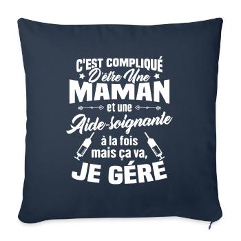Compliqué d'être une maman et une Aide-soignante - Housse de coussin décorative 45 x 45 cm - bleu marine - Devant