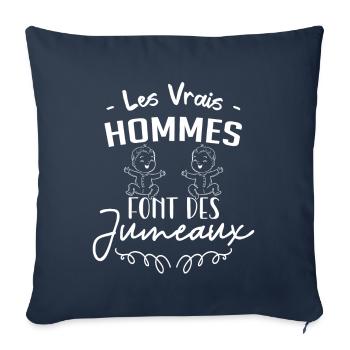 Papa de jumeaux Annonce Naissance Humour - Housse de coussin décorative 45 x 45 cm - bleu marine - Devant