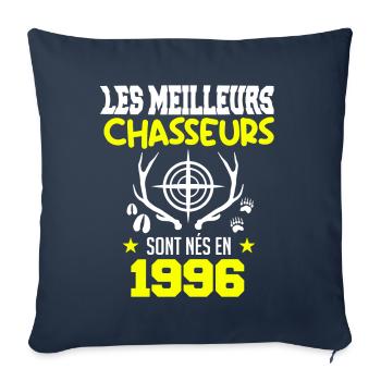 Anniversaire chasseur Née en 1996 - Housse de coussin décorative 45 x 45 cm - bleu marine - Devant