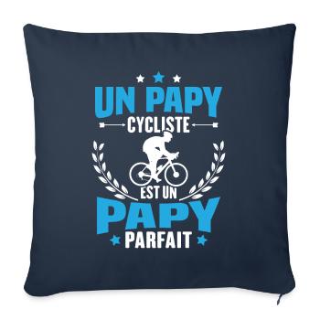Un papy cycliste est un papy parfait Cadeau - Housse de coussin décorative 45 x 45 cm - bleu marine - Devant