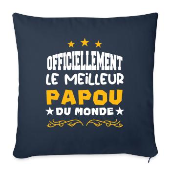 Officiellement Le Meilleur Papou Du Monde - Housse de coussin décorative 45 x 45 cm - bleu marine - Devant
