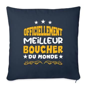 Officiellement Le Meilleur Boucher Du Monde - Housse de coussin décorative 45 x 45 cm - bleu marine - Devant