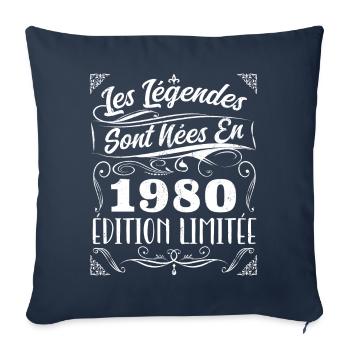 Les Légendes Sont Nés En 1980 | Cadeau - Housse de coussin décorative 45 x 45 cm - bleu marine - Devant