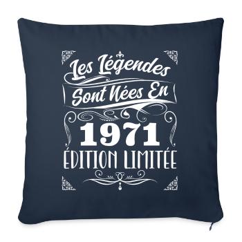 Les Légendes Sont Nés En 1971 | Cadeau - Housse de coussin décorative 45 x 45 cm - bleu marine - Devant