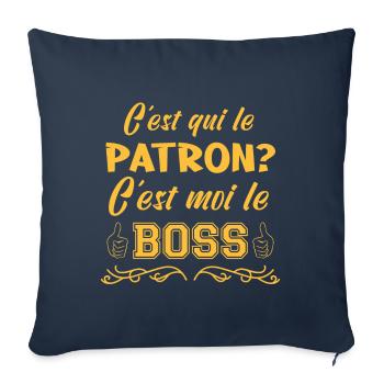 Patron? C'est Moi Le Boss - Housse de coussin décorative 45 x 45 cm - bleu marine - Devant