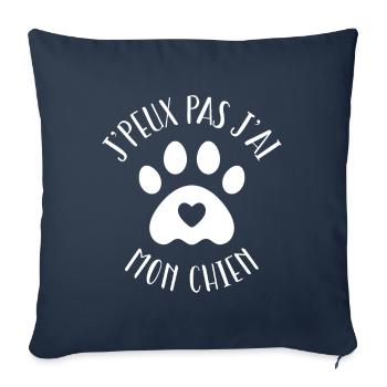 Je peux pas j'ai mon chien - Housse de coussin décorative 45 x 45 cm - bleu marine - Devant