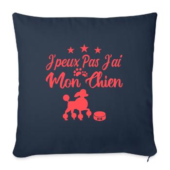Je peux pas j'ai mon chien - Housse de coussin décorative 45 x 45 cm - bleu marine - Devant
