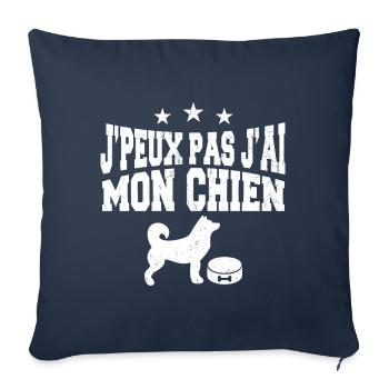 Je peux pas j'ai mon chien - Housse de coussin décorative 45 x 45 cm - bleu marine - Devant