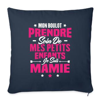 Prendre soin de mes petits enfants, Je suis mamie - Housse de coussin décorative 45 x 45 cm - bleu marine - Devant