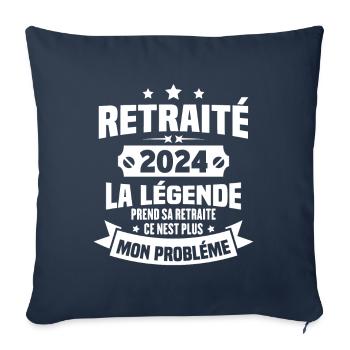 Cadeau retraité 2024, La légende prend sa retraite - Housse de coussin décorative 45 x 45 cm - bleu marine - Devant