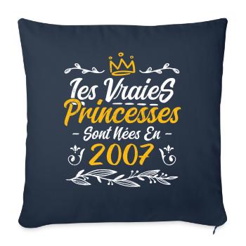 Les Vraies Princesses Sont Nées En 2007 - Housse de coussin décorative 45 x 45 cm - bleu marine - Devant