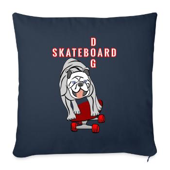 Skateboard Dog Pug Bulldog red grey sport - Sofa pillowcase 17,3'' x 17,3'' (45 x 45 cm) - navy - Front