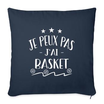 Je peux pas j'ai basket - Housse de coussin décorative 45 x 45 cm - bleu marine - Devant