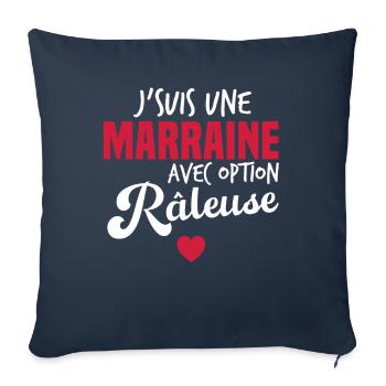 Je suis une marraine avec option râleuse - Housse de coussin décorative 45 x 45 cm - bleu marine - Devant