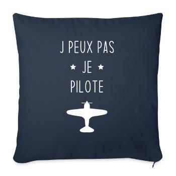 J'peux pas je pilote Cadeau vintage avion - Housse de coussin décorative 45 x 45 cm - bleu marine - Devant