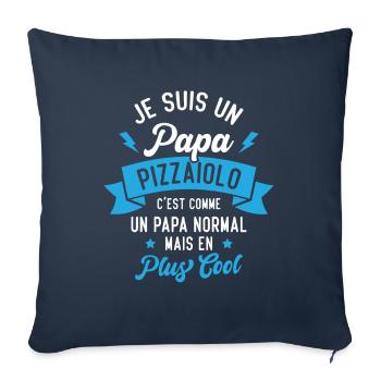 Papa Pizzaiolo c'est comme Papa Normal - Housse de coussin décorative 45 x 45 cm - bleu marine - Devant