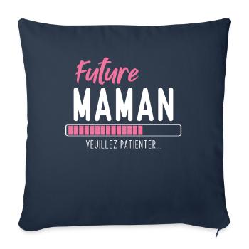 Future Maman veuillez patienter - Housse de coussin décorative 45 x 45 cm - bleu marine - Devant