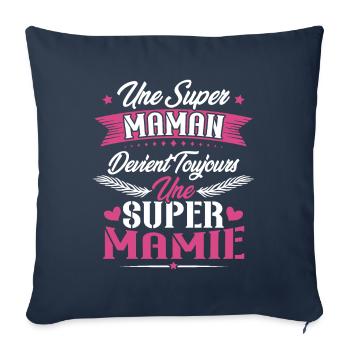 Une super maman devient toujours une super mamie - Housse de coussin décorative 45 x 45 cm - bleu marine - Devant
