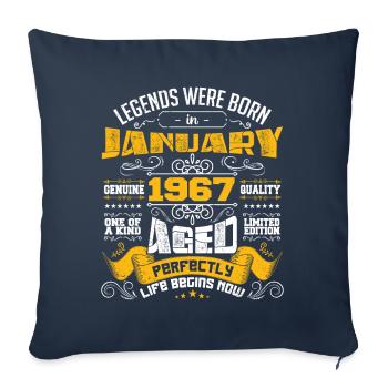 Legends were born in January 1967 - Housse de coussin décorative 45 x 45 cm - bleu marine - Devant