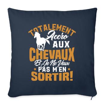 Totalement accro aux chevaux - Housse de coussin décorative 45 x 45 cm - bleu marine - Devant