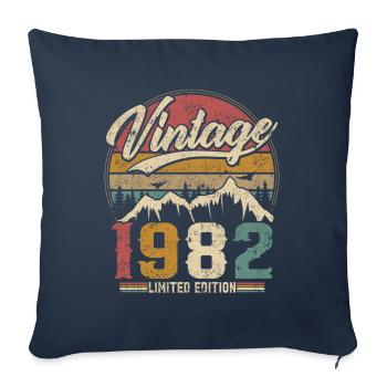 Vintage 1982 Limited Edition Cadeau D'anniversaire - Housse de coussin décorative 45 x 45 cm - bleu marine - Devant