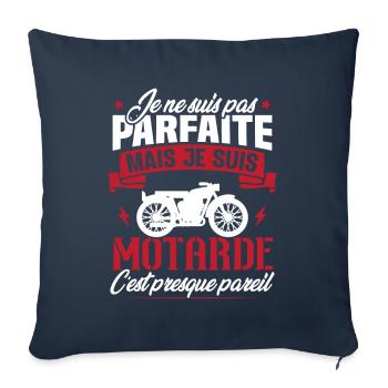Je ne suis pas parfaite mais je suis motarde - Housse de coussin décorative 45 x 45 cm - bleu marine - Devant