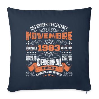 Novembre 1983 - Housse de coussin décorative 45 x 45 cm - bleu marine - Devant