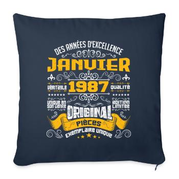 JANVIER 1987 | ORIGINAL PIÈCES - Housse de coussin décorative 45 x 45 cm - bleu marine - Devant