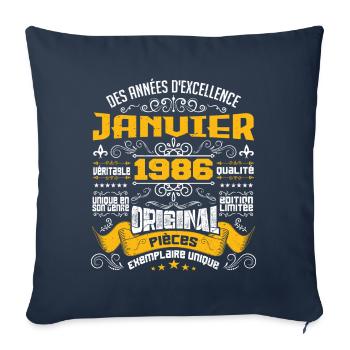 JANVIER 1986 | ORIGINAL PIÈCES - Housse de coussin décorative 45 x 45 cm - bleu marine - Devant