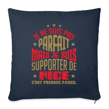 Cadeau Supporter de Nice Foot - Housse de coussin décorative 45 x 45 cm - bleu marine - Devant