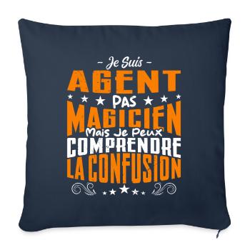 Je Suis Agent Pas Magicien - Housse de coussin décorative 45 x 45 cm - bleu marine - Devant