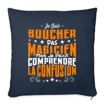 Je Suis Boucher Pas Magicien - Housse de coussin décorative 45 x 45 cm - bleu marine - Devant