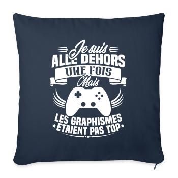 Humour cadeau console graphisme jeux vidéo - Housse de coussin décorative 45 x 45 cm - bleu marine - Devant