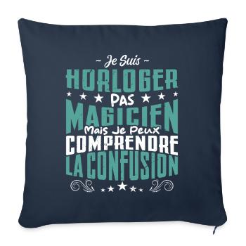 Je Suis Horloger Pas Magicien - Housse de coussin décorative 45 x 45 cm - bleu marine - Devant