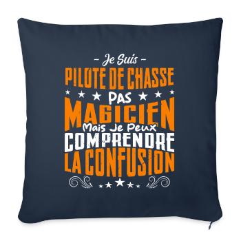 Je Suis Pilote De Chasse Pas Magicien - Housse de coussin décorative 45 x 45 cm - bleu marine - Devant