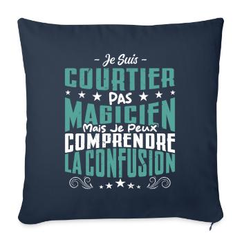 Je Suis Courtier Pas Magicien - Housse de coussin décorative 45 x 45 cm - bleu marine - Devant