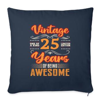 Vintage | 25 anniversaire idées cadeaux - Housse de coussin décorative 45 x 45 cm - bleu marine - Devant