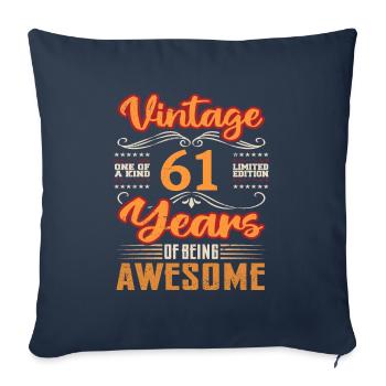 Vintage | 61 anniversaire idées cadeaux - Housse de coussin décorative 45 x 45 cm - bleu marine - Devant