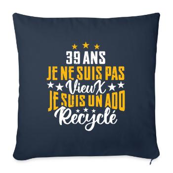 39 ans | Cadeau d'anniversaire | fête des pères - Housse de coussin décorative 45 x 45 cm - bleu marine - Devant