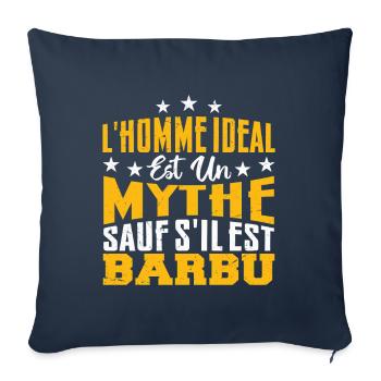 l'homme ideal est un mythe sauf s'il est barbu - Housse de coussin décorative 45 x 45 cm - bleu marine - Devant