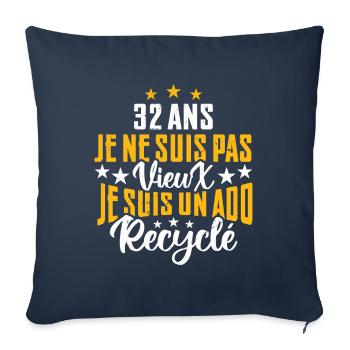 32 ans | Cadeau d'anniversaire | fête des pères - Housse de coussin décorative 45 x 45 cm - bleu marine - Devant