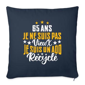 65 ans | Cadeau d'anniversaire | fête des pères - Housse de coussin décorative 45 x 45 cm - bleu marine - Devant