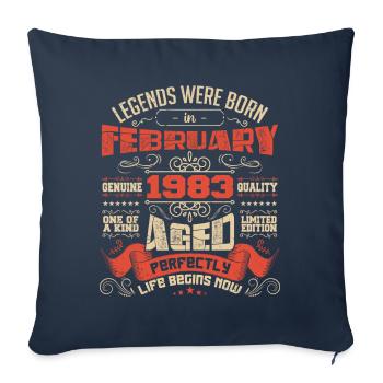 Legends were born in February 1983 | gift - Sofa pillowcase 17,3'' x 17,3'' (45 x 45 cm) - navy - Front