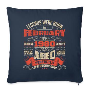 Legends were born in February 1980 | gift - Housse de coussin décorative 45 x 45 cm - bleu marine - Devant