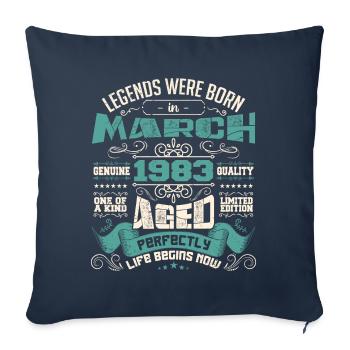 March 1983 | birthday gift - Housse de coussin décorative 45 x 45 cm - bleu marine - Devant