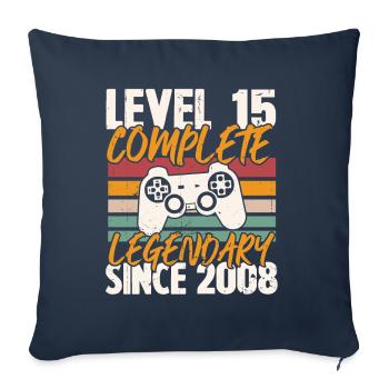 Cadeau d'anniversaire, Niveau 15 complete 2008 - Housse de coussin décorative 45 x 45 cm - bleu marine - Devant