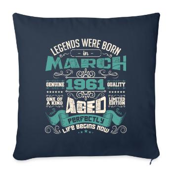 March 1961 | birthday gift - Housse de coussin décorative 45 x 45 cm - bleu marine - Devant