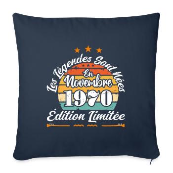 Les Légendes Sont Nées En Novembre 1970 - Housse de coussin décorative 45 x 45 cm - bleu marine - Devant
